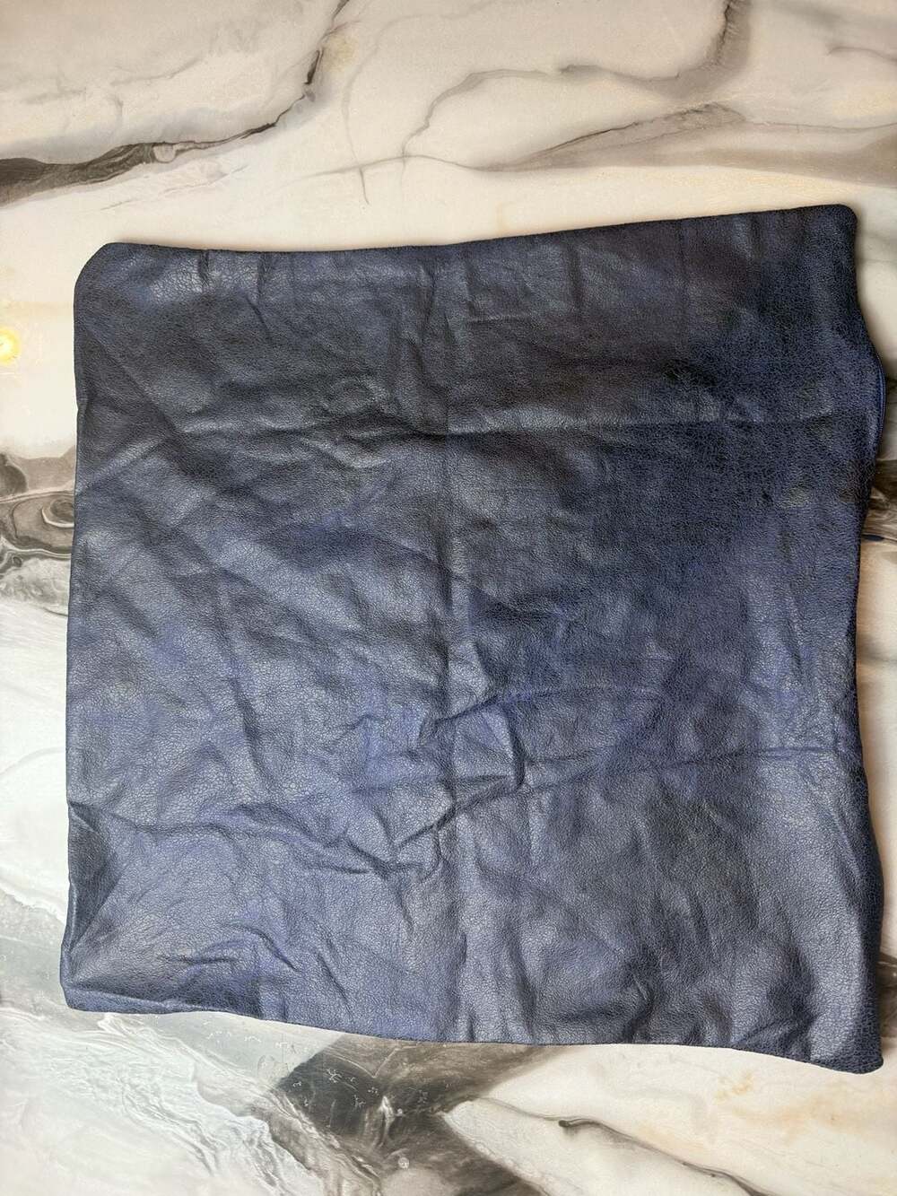 Faux Leather Pillow Cover, 17.5”x 16.5” Navy Blue